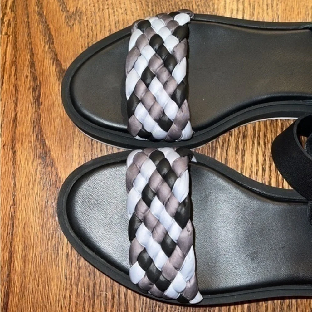 AGL Mirea Black Braided Platform Ankle Strap‎ Sandals